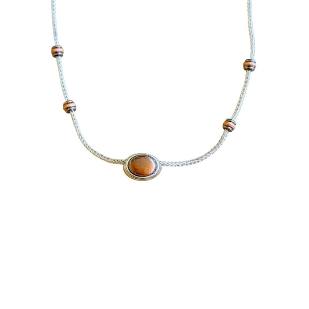 Liz Claiborne Silver Tone Necklace Choker Rope Chain Copper 90s Y2K NOS 19"